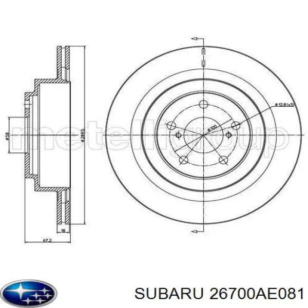 26700AE081 Subaru диск гальмівний задній