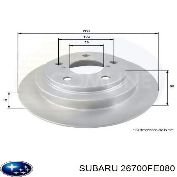 Купити 26700FE080 Subaru Диск заднього гальма