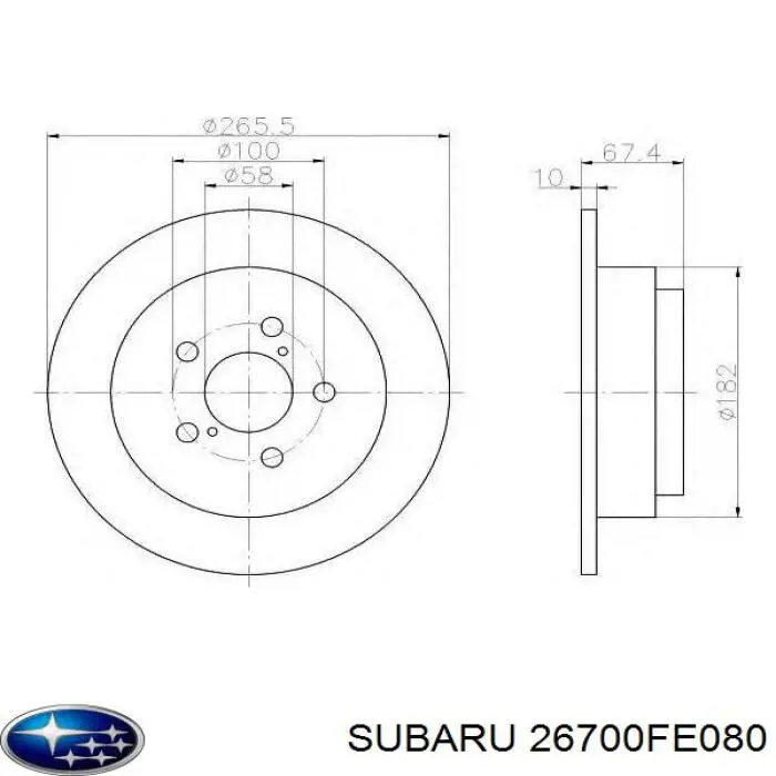 Гальмівні диски 26700FE080 Subaru
