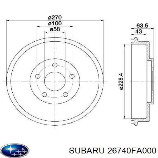 Купити 26740FA000 Subaru Барабан гальмівний задній