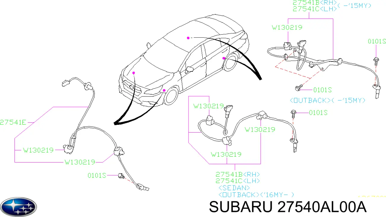 Датчик ABS передній Subaru 27540AL00A ціна, від 6.35 USD