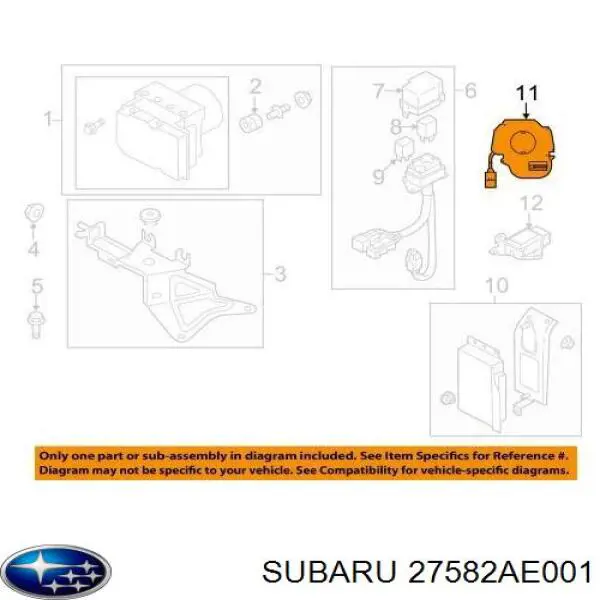Датчик повороту керма Subaru 27582AE001 ціна, від 76.02 USD