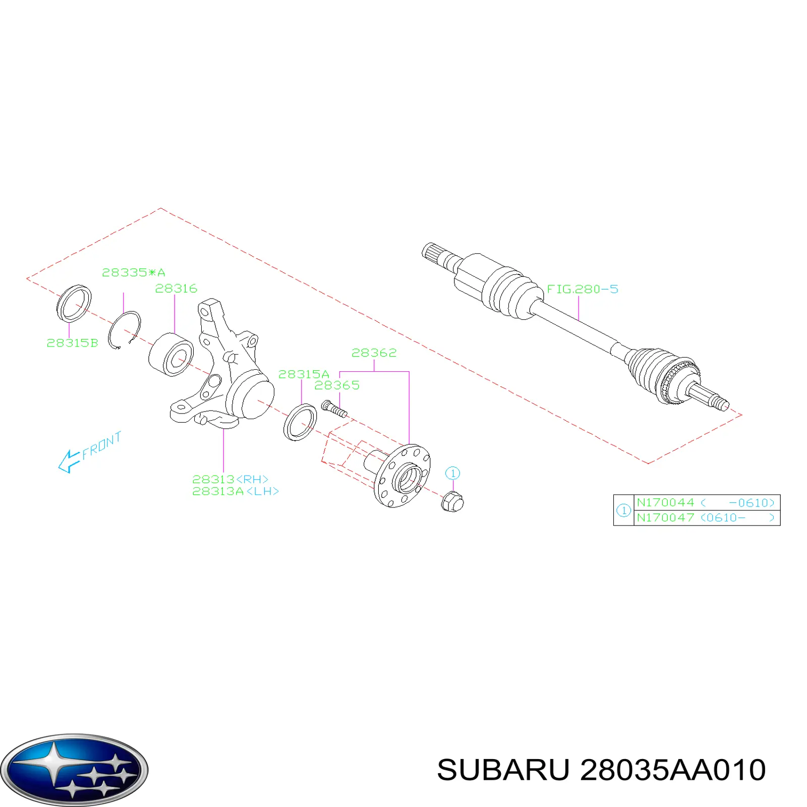 Купити 28035AA010 Subaru Підшипник ступиці передньої