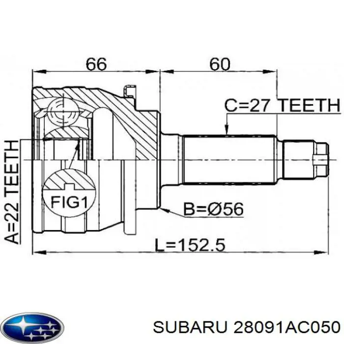 28091AC050 Subaru шрус зовнішній передній