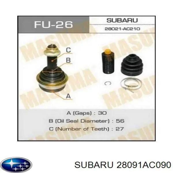 Граната колісна Subaru 28091AC090 ціна, від 73.02 USD