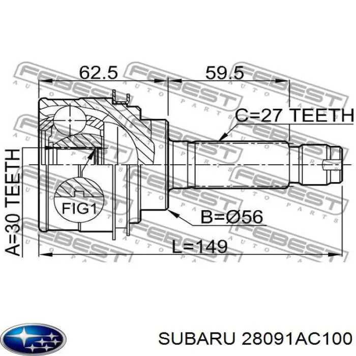Купити 28091AC100 Subaru Шарнір приводу зовнішній