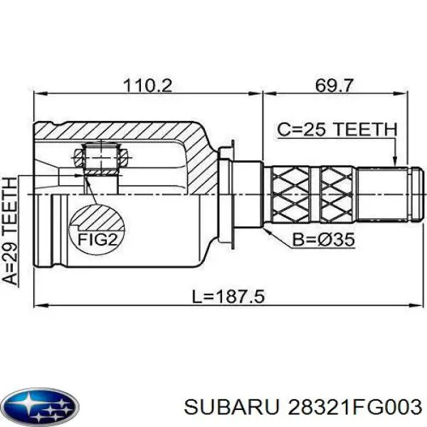 Вісь передня Subaru 28321FG003 ціна, від 56.43 USD