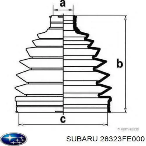28323FE000 Subaru Пильник ШРУСа зовнішній, передній піввісі