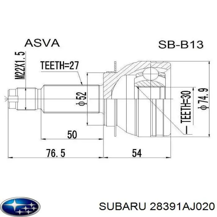 ШРУС зовнішній передній 28391AJ020 Subaru