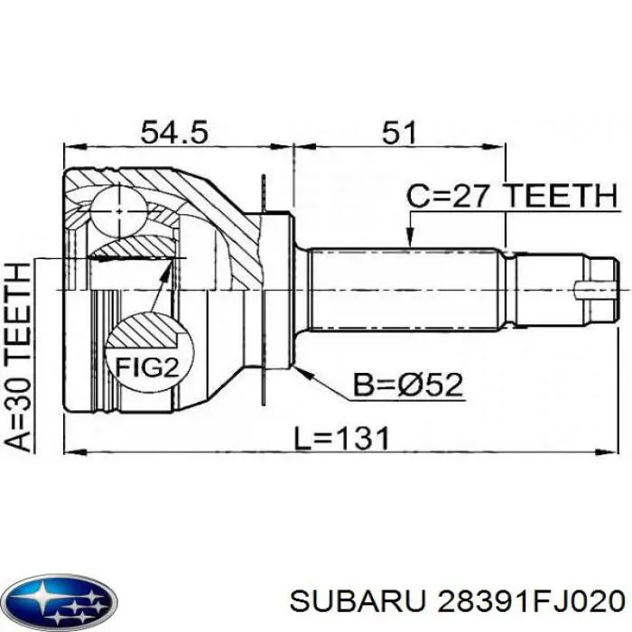 28391FJ020 Subaru піввісь (привід передня)