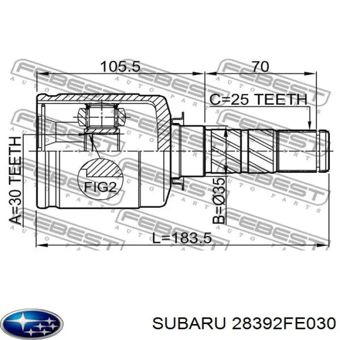28392FE030 Subaru ШРКШ внутрішній, передній