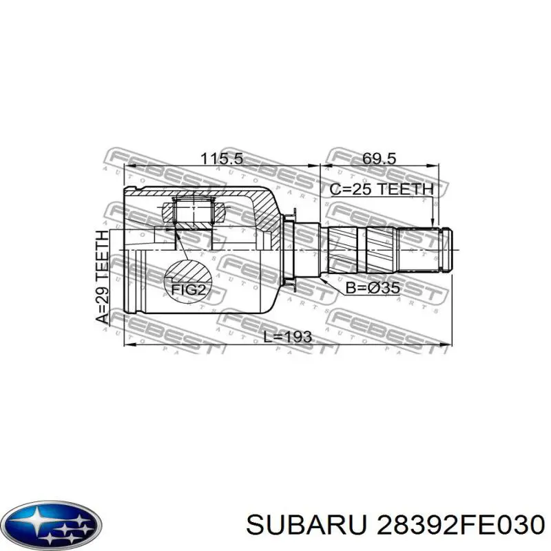 ШРУС внутрішній, передній 28392FE030 Subaru