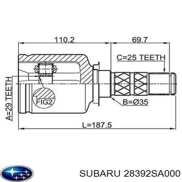 28392SA000 Subaru ШРКШ внутрішній, передній