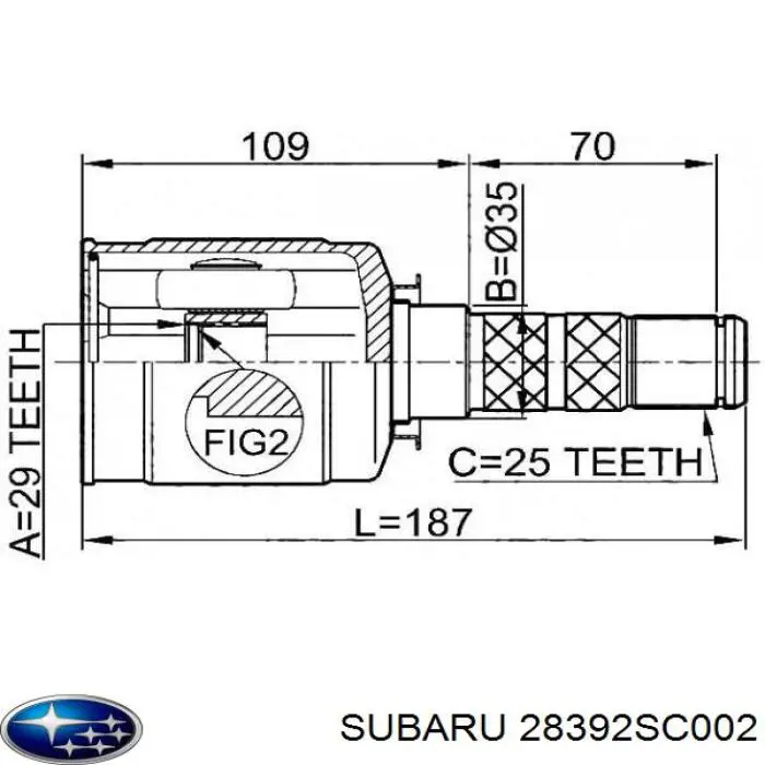 ШРКШ внутрішній, передній Subaru 28392SC002 ціна, від 40.07 USD
