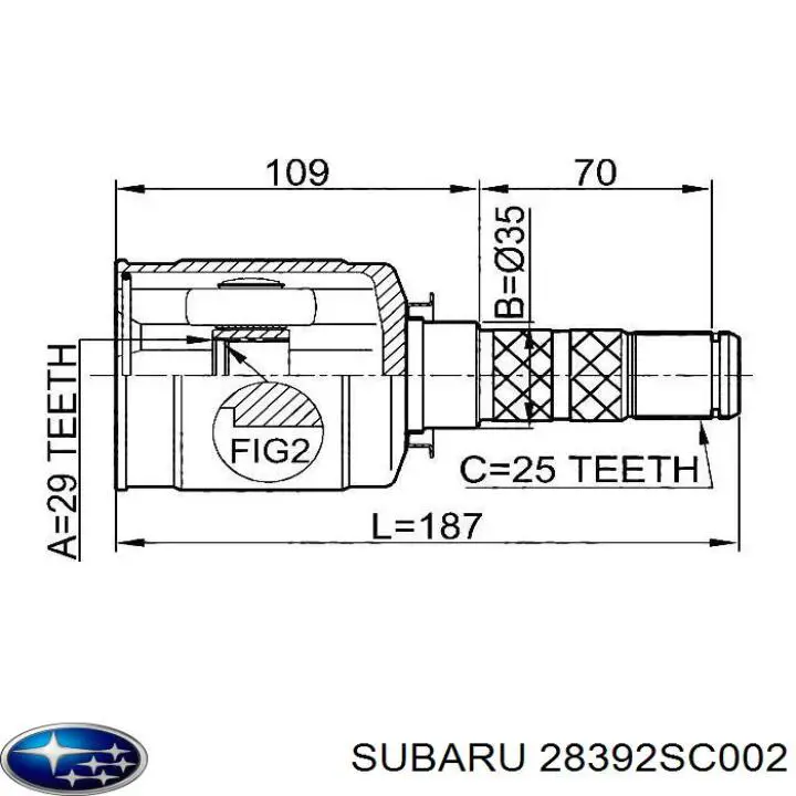 28392SC002 Subaru шрус внутрішній, передній