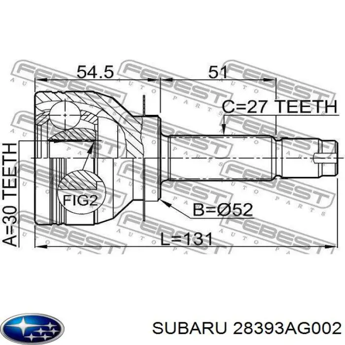 ШРУС зовнішній передній 28393AG002 Subaru