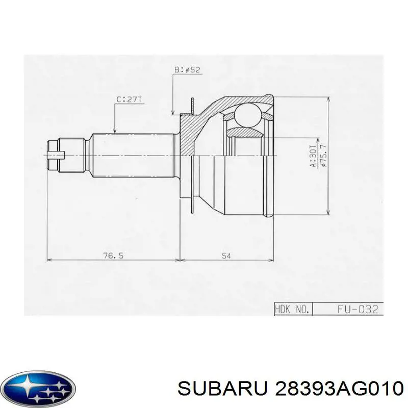 28393AG010 Subaru шрус зовнішній передній