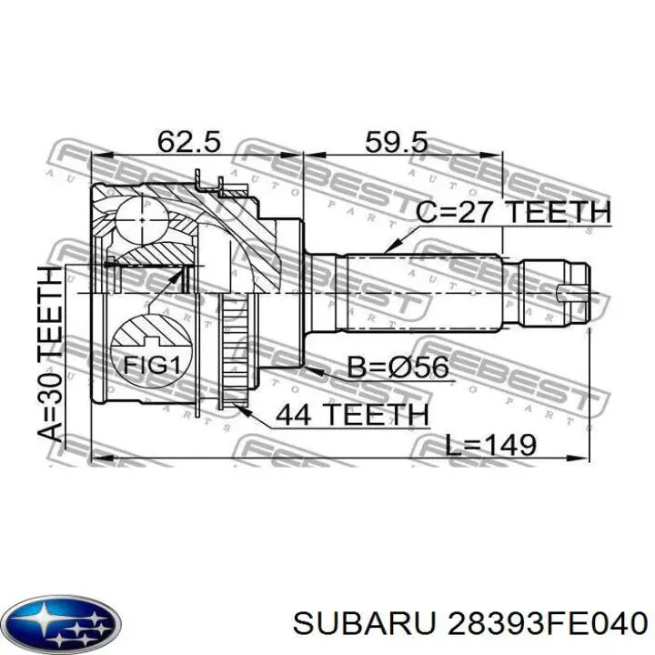 Граната колісна Subaru 28393FE040 ціна, від 28.76 USD