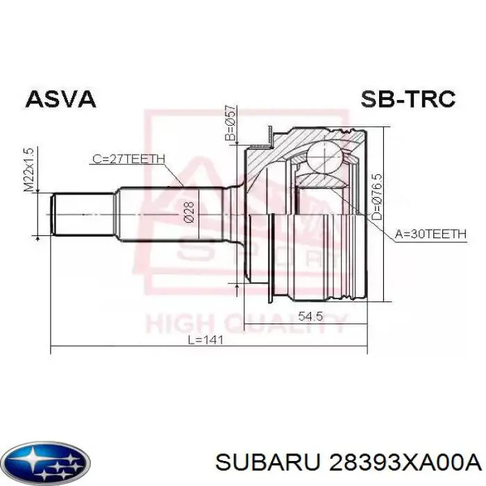 28393XA00A Subaru шрус зовнішній передній