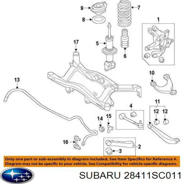 Цапфа - поворотний кулак задній, лівий Subaru Forester (Субару Форестер)