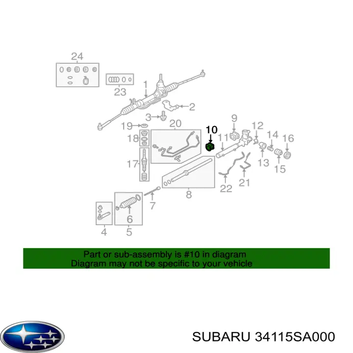 Втулка кріплення кермової рейки, ліва Subaru Forester (S11, SG) (Субару Форестер)