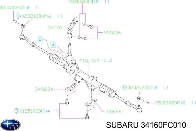 Вал рульової колонки, нижній Subaru 34160FC010 ціна, від  USD