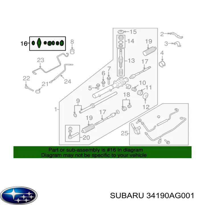 Ремкомплект до рульової рейки на Subaru Impreza II GD, GG