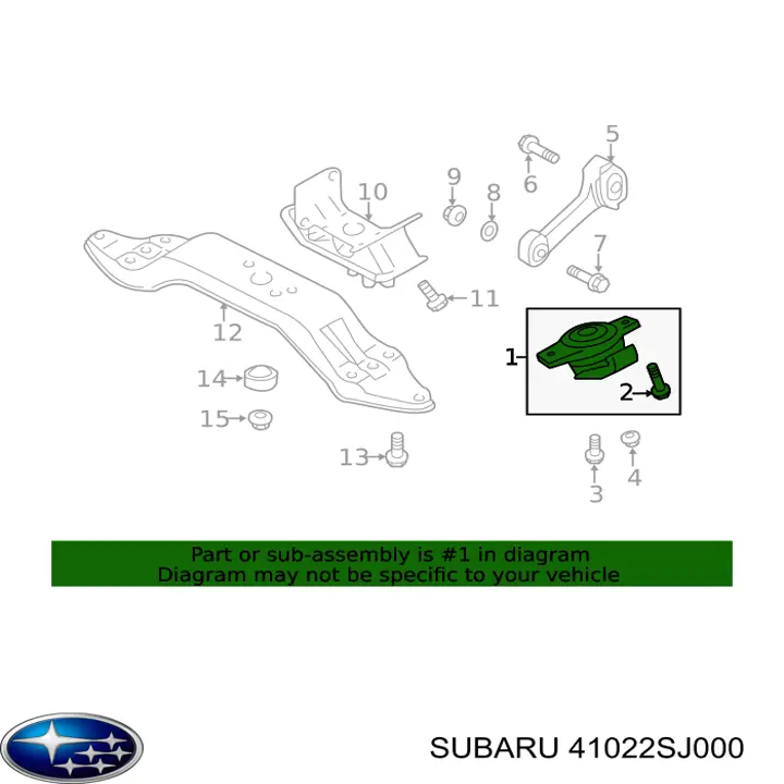 41022SJ000 Subaru Права подушка мотора