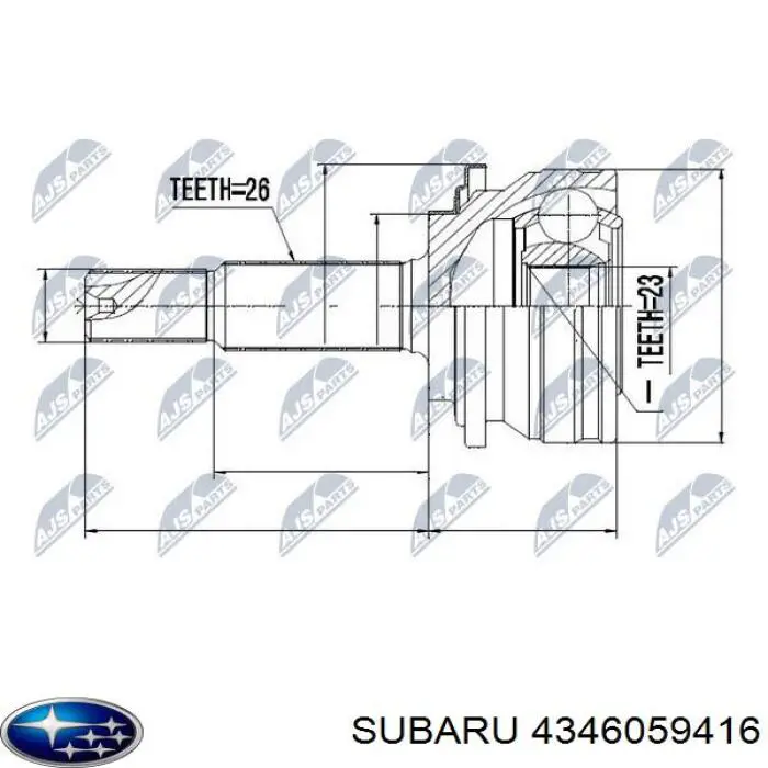 Піввісь (привід) передня, права 4346059416 Subaru