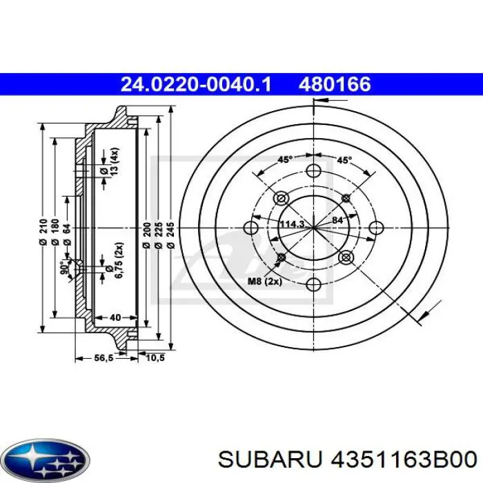 4351163B00 Subaru Барабан гальмівний задній