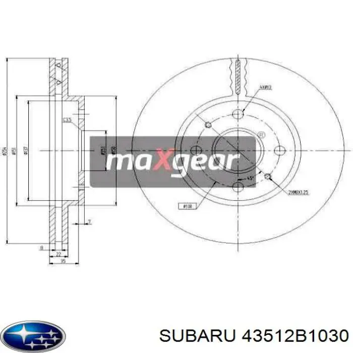 43512B1030 Subaru Гальмо дискове переднє