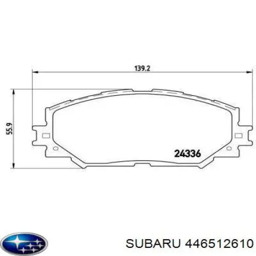 Колодки гальмівні передні, дискові 446512610 Subaru