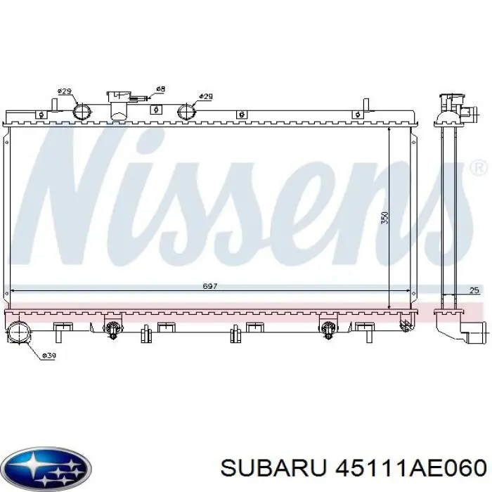 Радіатор охолодження двигуна 45111AE060 Subaru