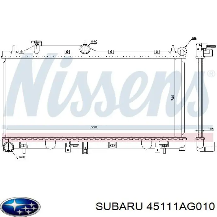 Радіатор основний Subaru 45111AG010 ціна, від 73.48 USD