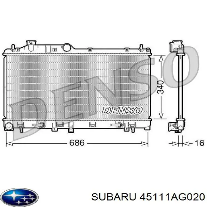 Радіатор охолодження двигуна 45111AG020 Subaru