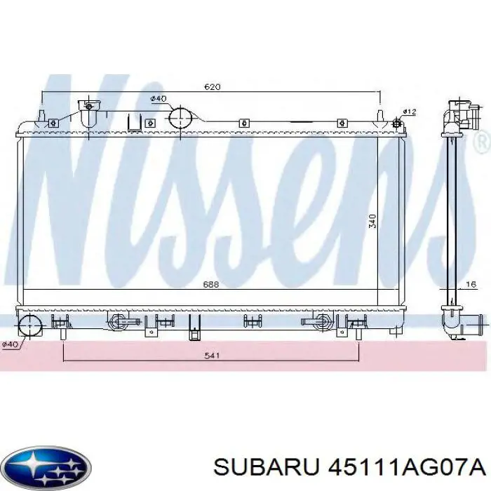 45111AG07A Subaru радіатор охолодження двигуна