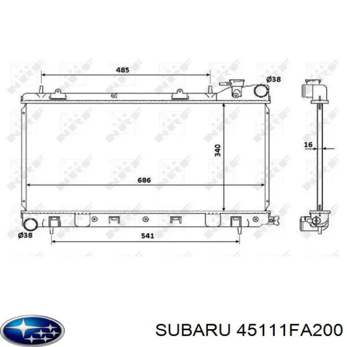 45111FA200 Subaru радіатор охолодження двигуна