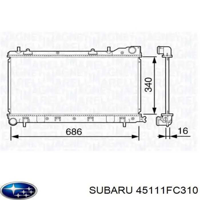 Радіатор охолодження двигуна 45111FC310 Subaru