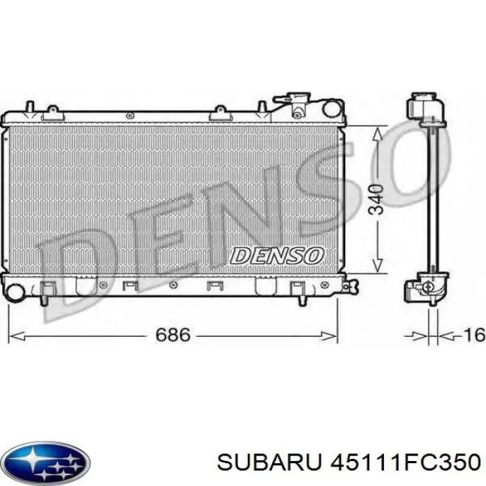 45111FC350 Subaru радіатор охолодження двигуна