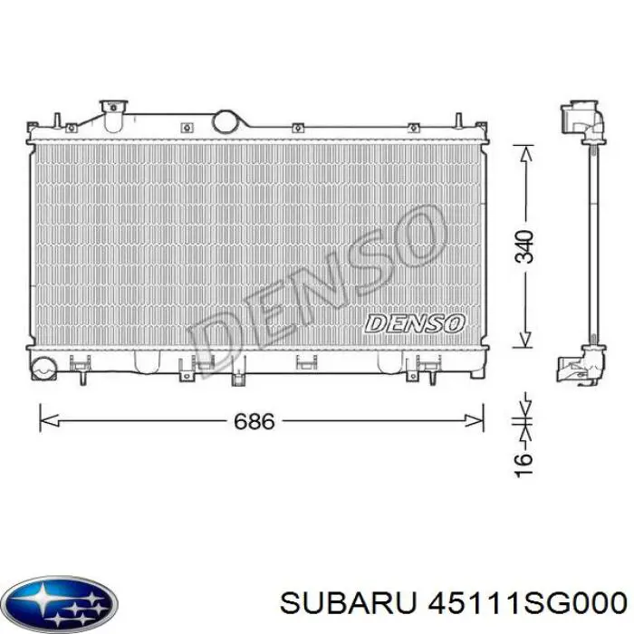 Радіатор основний Subaru 45111SG000 ціна, від 76.00 USD