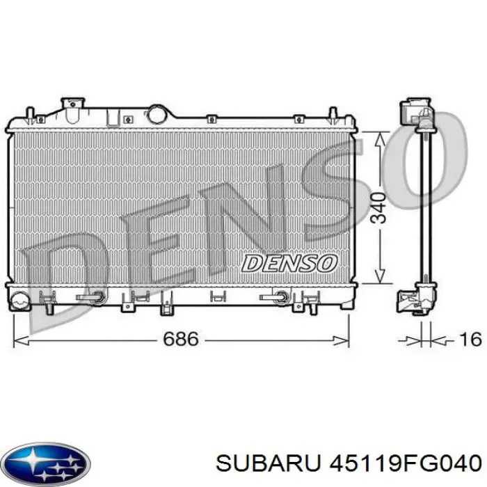 Радіатор охолодження двигуна 45119FG040 Subaru