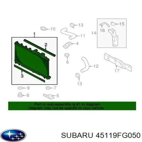 Купити 45119FG050 Subaru Радіатор двигуна