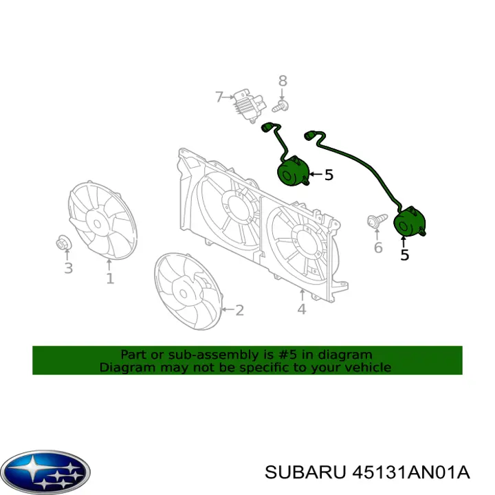 45131AN01A Subaru Електродвигун вентилятора системи охолодження