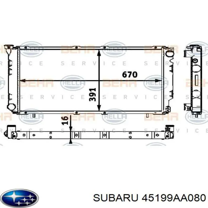 Радіатор основний Subaru 45199AA080 ціна, від 65.52 USD