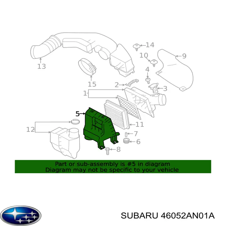 46052AN01A Subaru Корпус повітряного фільтра, нижня частина