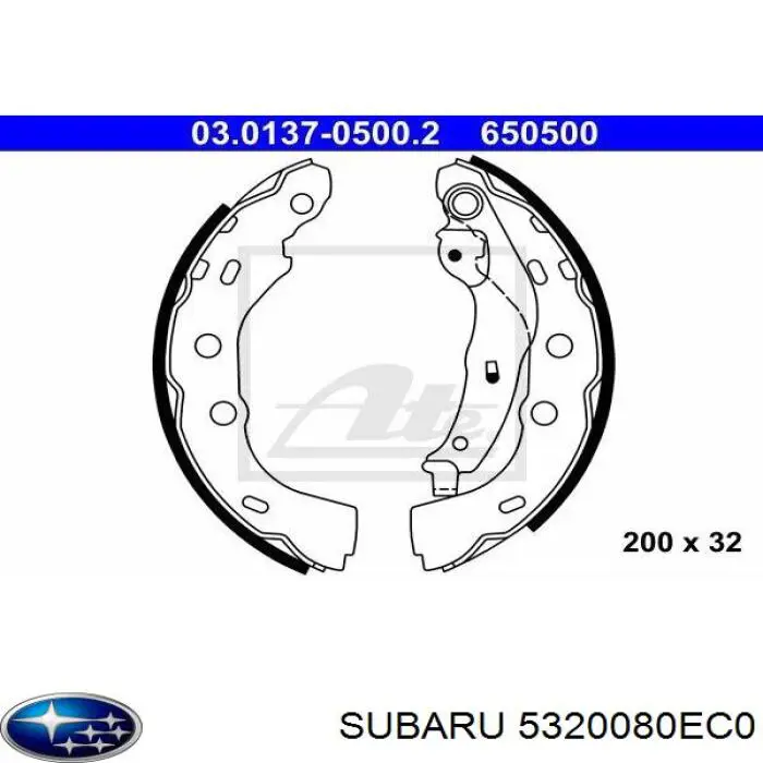 Колодки гальмові задні, барабанні Subaru 5320080EC0 ціна, від 23.41 USD