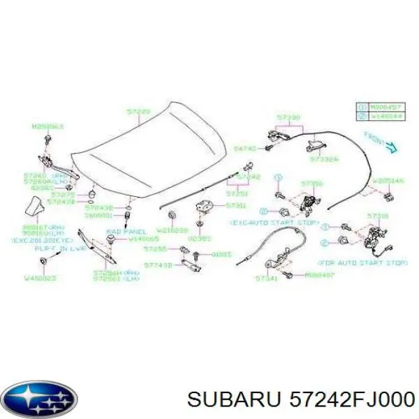 Фіксатор підпори капота Subaru 57242FJ000 ціна, від 1.77 USD