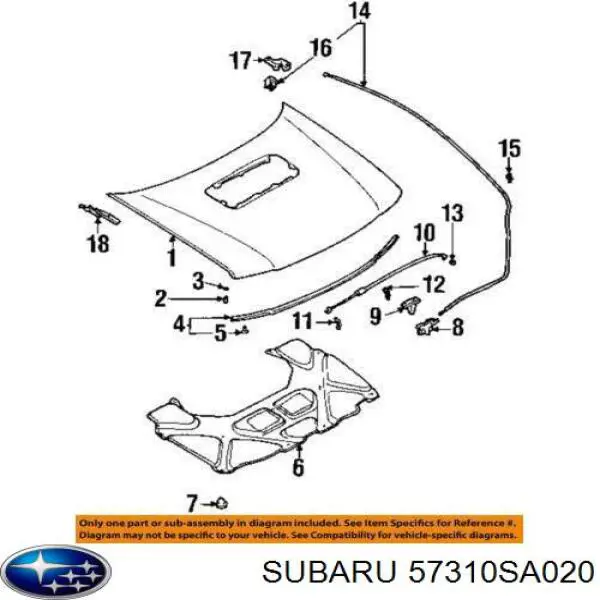 57310SA020 Subaru замок капота
