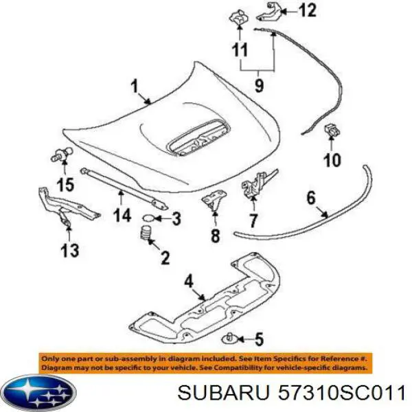57310SC011 Subaru замок капота