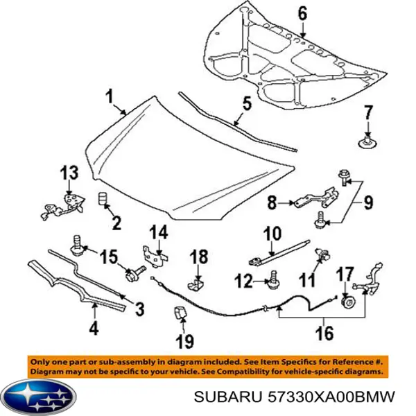 Трос відкриття капота Subaru Tribeca B9 (Субару Трібека)